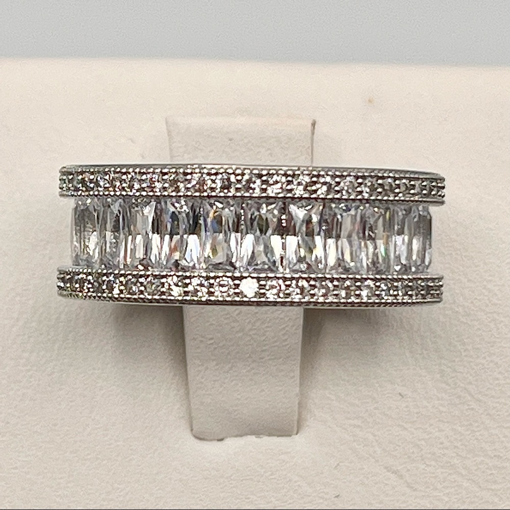 White Cubic Zirconia Eternity Ring in Sterling Silver